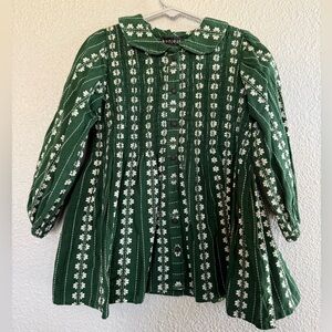 Bonjour Embroidered Smocked Tunic Blouse‎